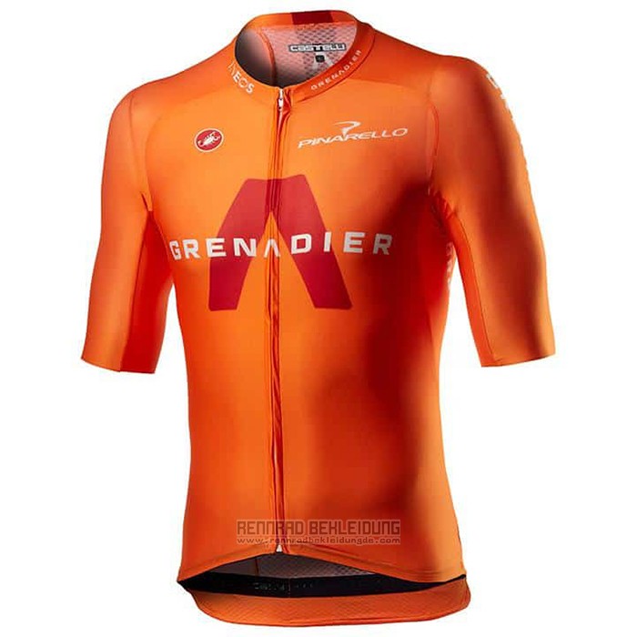 2021 Fahrradbekleidung Ineos Grenadiers Orange Trikot Kurzarm und Tragerhose - zum Schließen ins Bild klicken